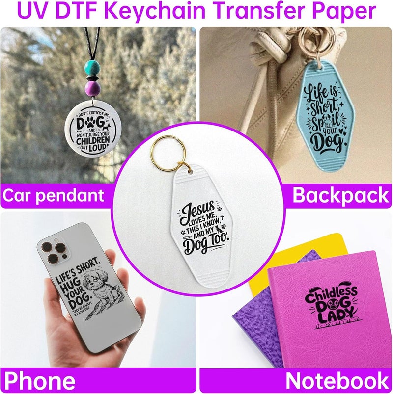 CHNVICK 48PCS UV DTF Keychain Transfer, Dog Proverbs UV DTF wrap with Bright Colors and Beautiful Design for Keychain, Laptop, Greeting Card Decoration - Image 5